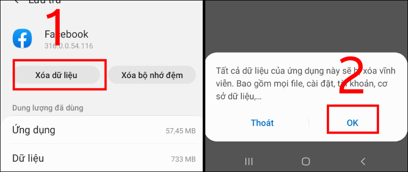 Xóa dữ liệu ứng dụng Facebook